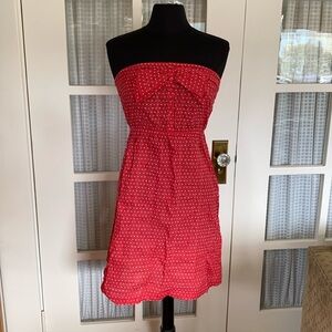 Kimchi Blue Strapless Red Dress with White Dots